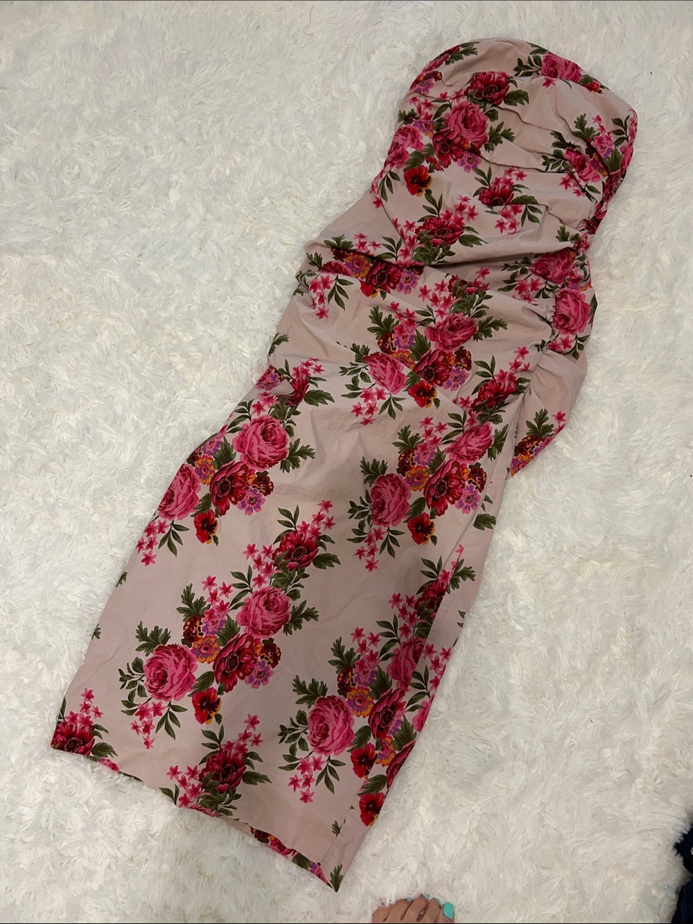 Anthropologie Blush Pink Floral Midi Dress